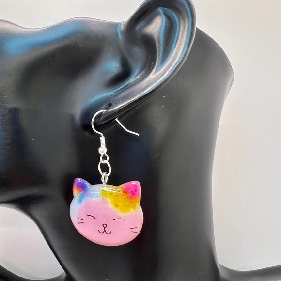 Cat Earrings - Glitter Earrings - Pastel Earrings - Kitty Cat Earrings - Picture 10 of 10